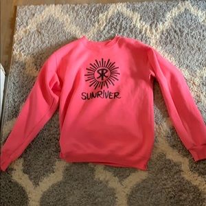 Bright pink crew neck hoodie